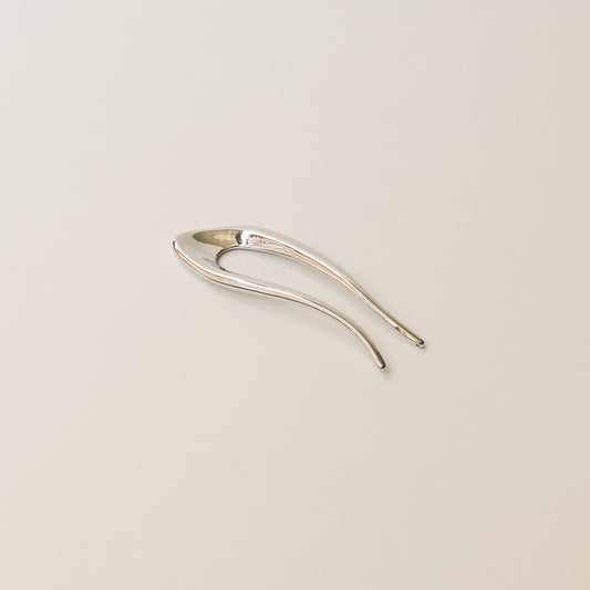 Short U-Shaped Metal Hair Stick | Silver