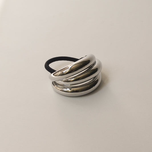 Triple Arch Metal Ponytail Hair Tie | Silver