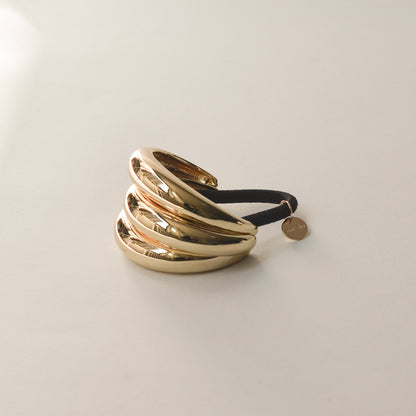 Triple Arch Metal Ponytail Hair Tie | Gold