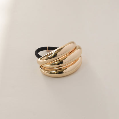 Triple Arch Metal Ponytail Hair Tie | Gold