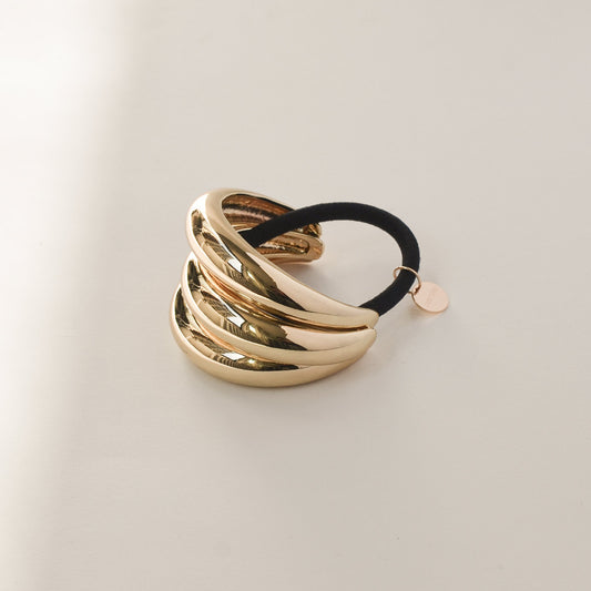 Triple Arch Metal Ponytail Hair Tie | Gold