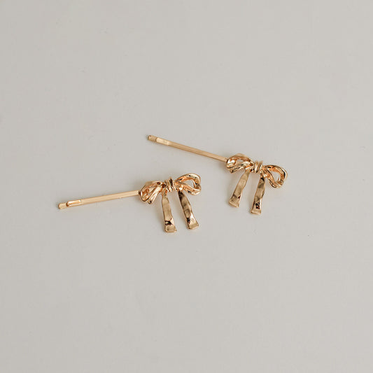Ribbon Metal Hair Bobby Pins | Gold