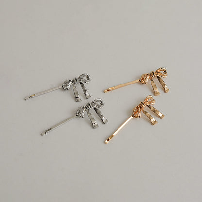 Ribbon Metal Hair Bobby Pins | Silver