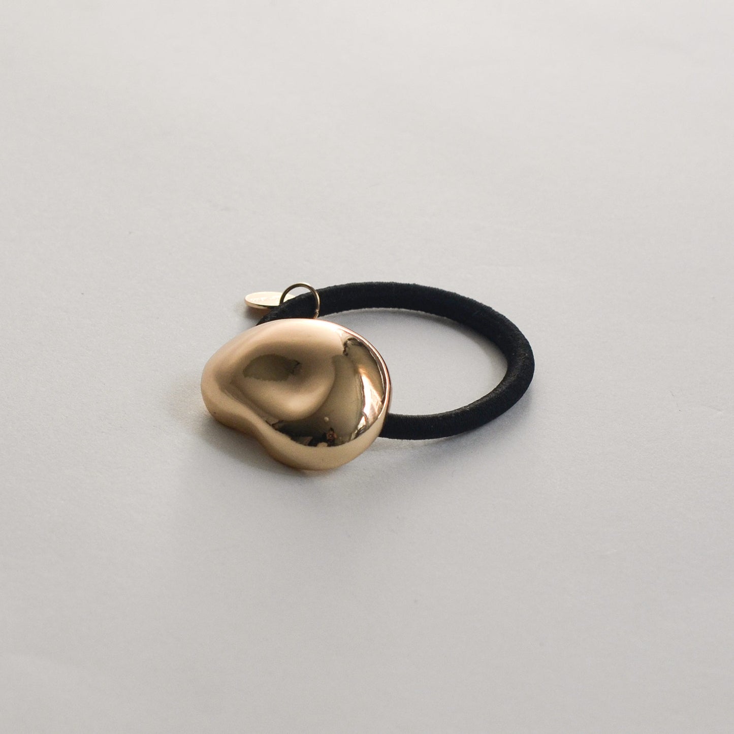 Mini Pebble-Shaped Metal Hair Tie | Gold