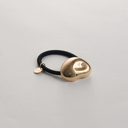 Mini Pebble-Shaped Metal Hair Tie | Gold