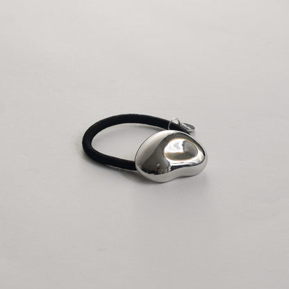 Mini Pebble-Shaped Metal Hair Tie | Silver