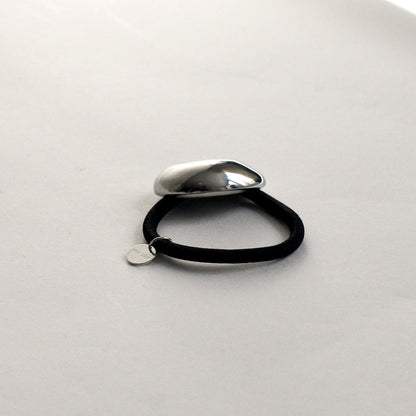 Mini Pebble-Shaped Metal Hair Tie | Silver