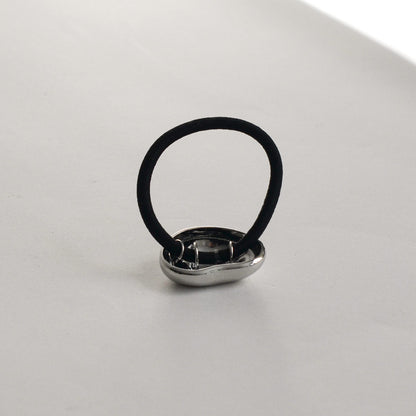 Mini Pebble-Shaped Metal Hair Tie | Silver