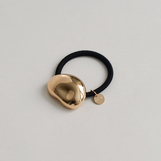 Mini Pebble-Shaped Metal Hair Tie | Gold