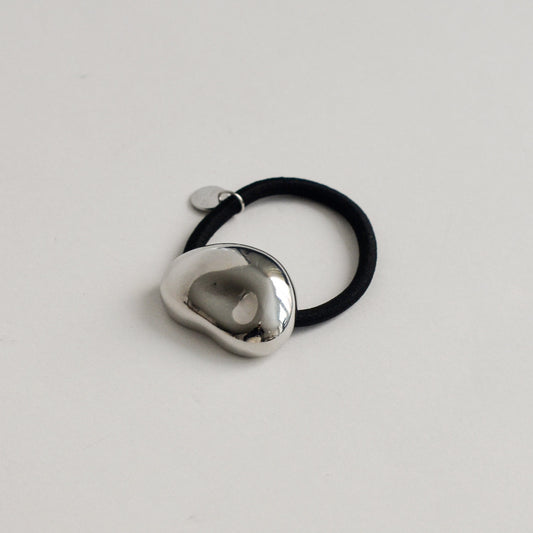 Mini Pebble-Shaped Metal Hair Tie | Silver