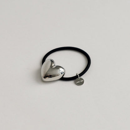 Heart-Shaped Metal Hair Tie | Silver