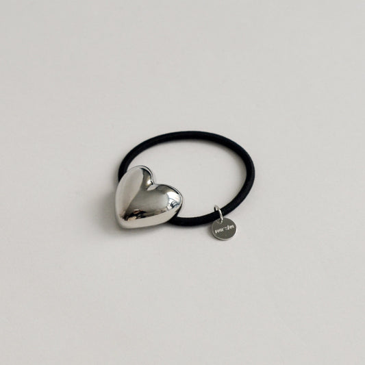 Heart-Shaped Metal Hair Tie | Silver