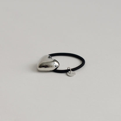 Heart-Shaped Metal Hair Tie | Silver