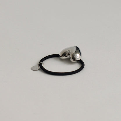 Heart-Shaped Metal Hair Tie | Silver