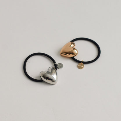 Heart-Shaped Metal Hair Tie | Silver