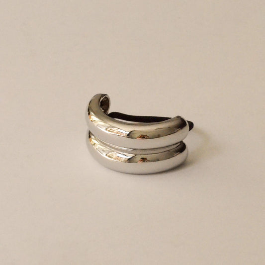 Wide Double Arch Metal Ponytail Hair Tie | Silver