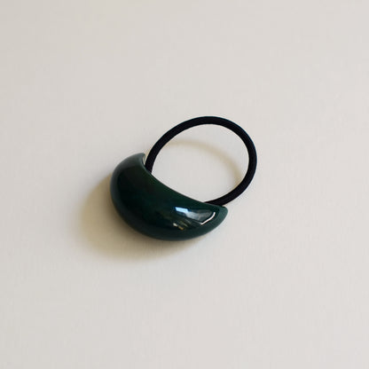 Bold Crescent Resin Hair Tie | Forest Green