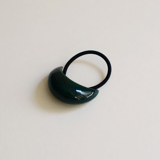 Bold Crescent Resin Hair Tie | Forest Green