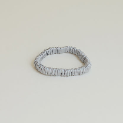 Pure Silk Slim Scrunchie Hair Ties Set | Light Pigeon Grey