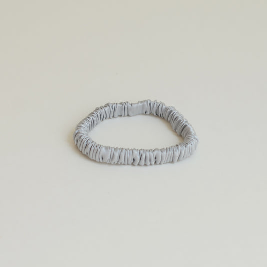 Pure Silk Slim Scrunchie Hair Ties Set | Light Pigeon Grey