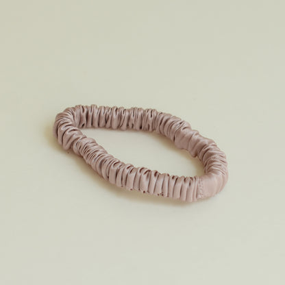 Pure Silk Slim Scrunchie Hair Ties Set | Dusty Pink
