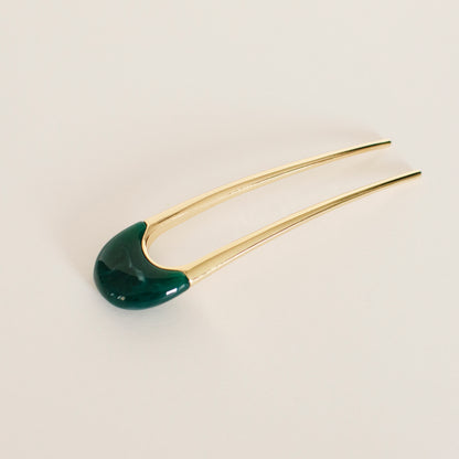 Lune Resin Hair Stick - Green