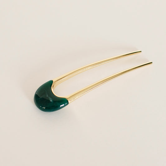 Lune Resin Hair Stick - Green