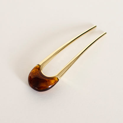 Lune Resin Hair Stick - Amber