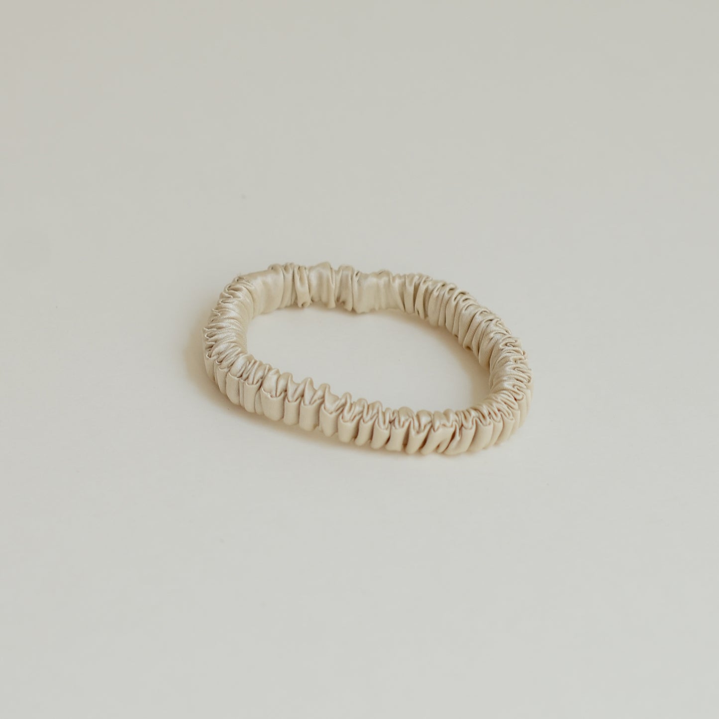 Pure Silk Slim Scrunchie Hair Ties Set | Soft Cream