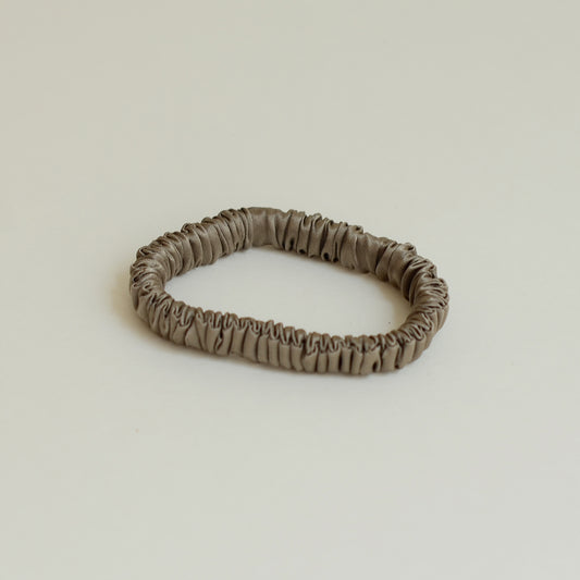 Pure Silk Slim Scrunchie Hair Ties Set | Taupe