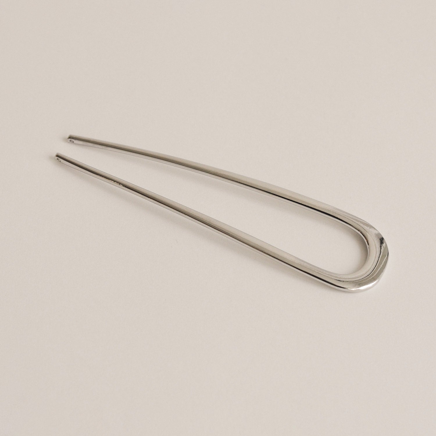 bent u-shaped silver hair stick