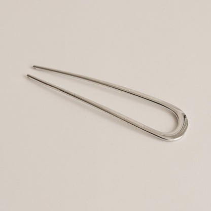 bent u-shaped silver hair stick