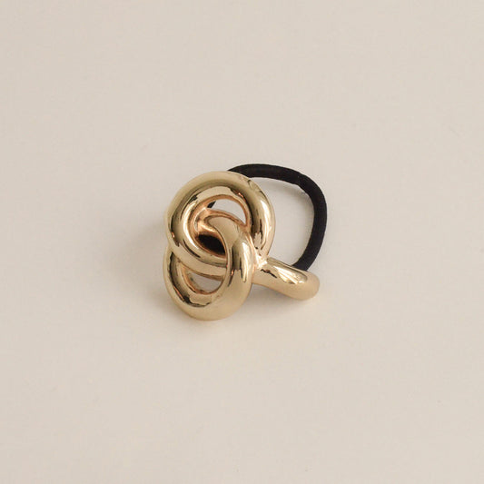 Hair cuff tie with gold eternal loop