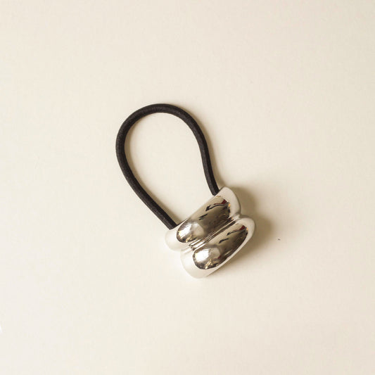mini size of silver double cuff hair tie