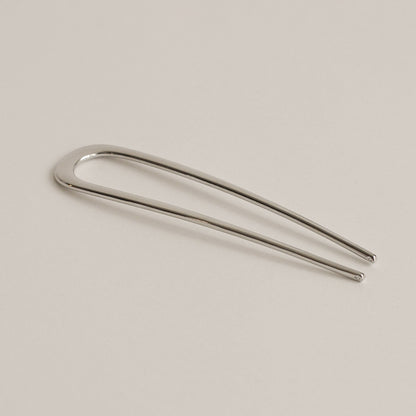 minimal bent u-shaped hair stick colored silver