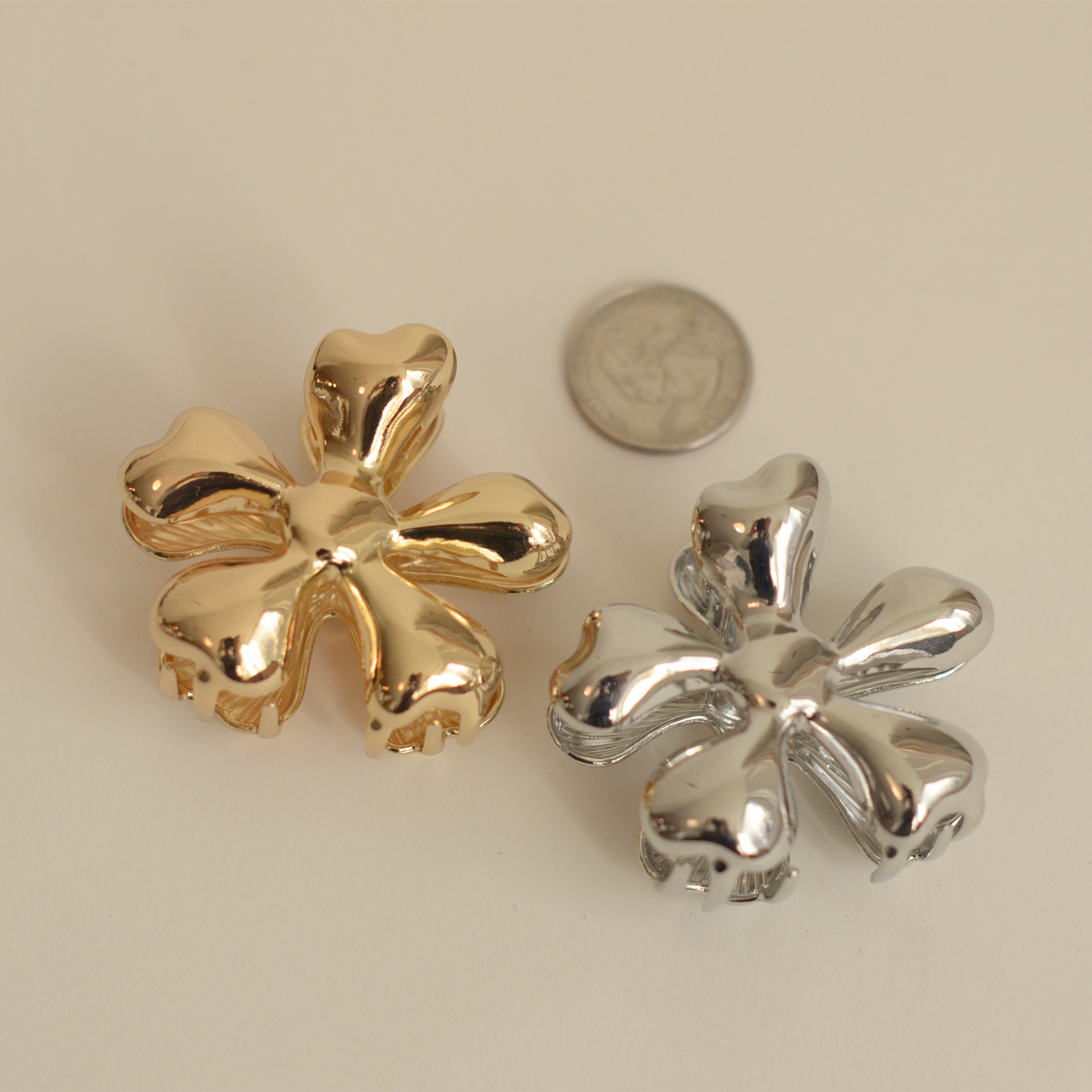 Organic Flower Metal Hair Claw Clip | Gold