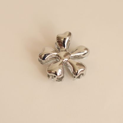 Organic Flower Metal Hair Claw Clip | Silver