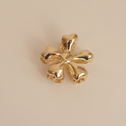 Organic Flower Metal Hair Claw Clip | Gold