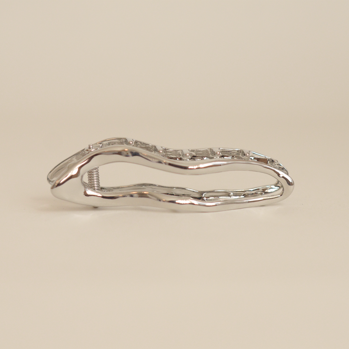 Organic Wave Metal Hair Barrette Clip | Silver
