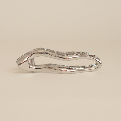 Organic Wave Metal Hair Barrette Clip | Silver