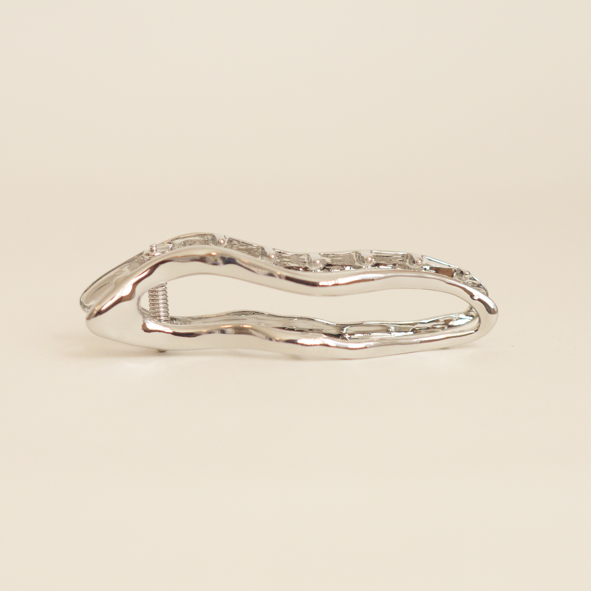Organic Wave Metal Hair Barrette Clip | Silver