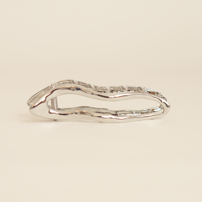 Organic Wave Metal Hair Barrette Clip | Silver