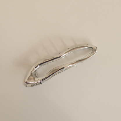 Organic Wave Metal Hair Barrette Clip | Silver