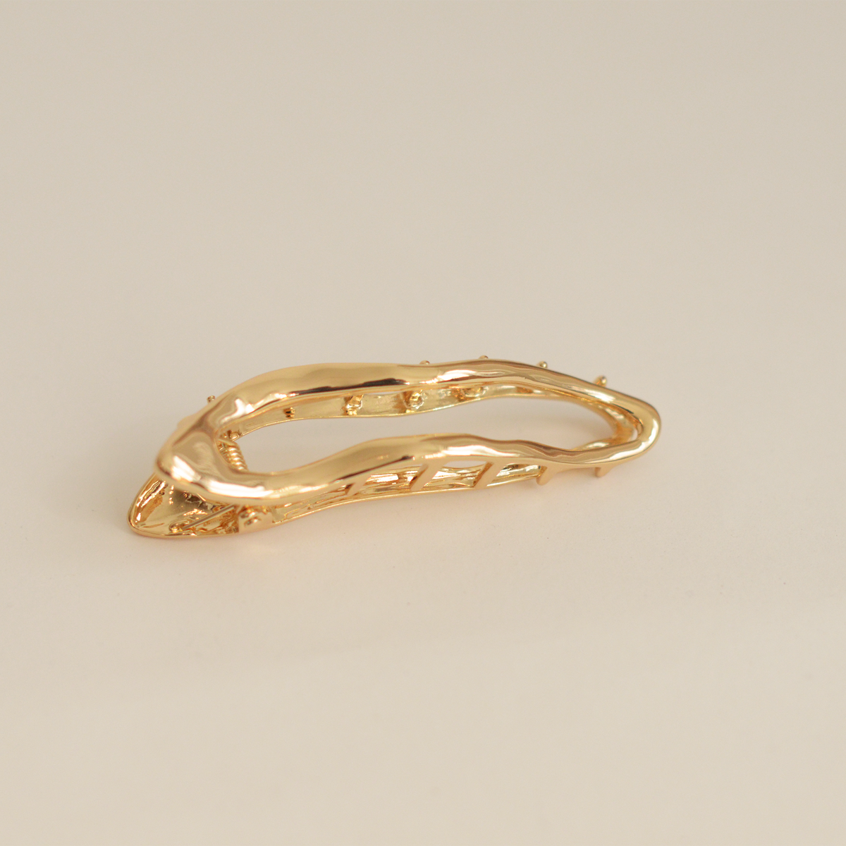 Organic Wave Metal Hair Barrette Clip | Gold