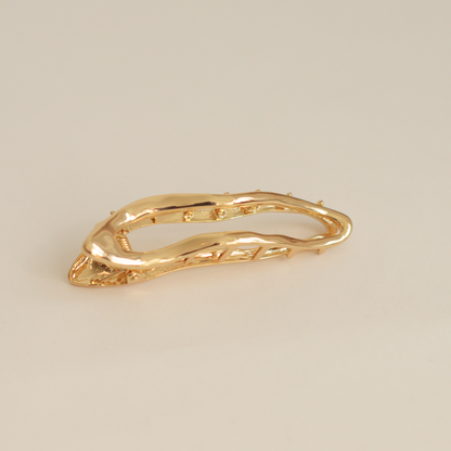 Organic Wave Metal Hair Barrette Clip | Gold
