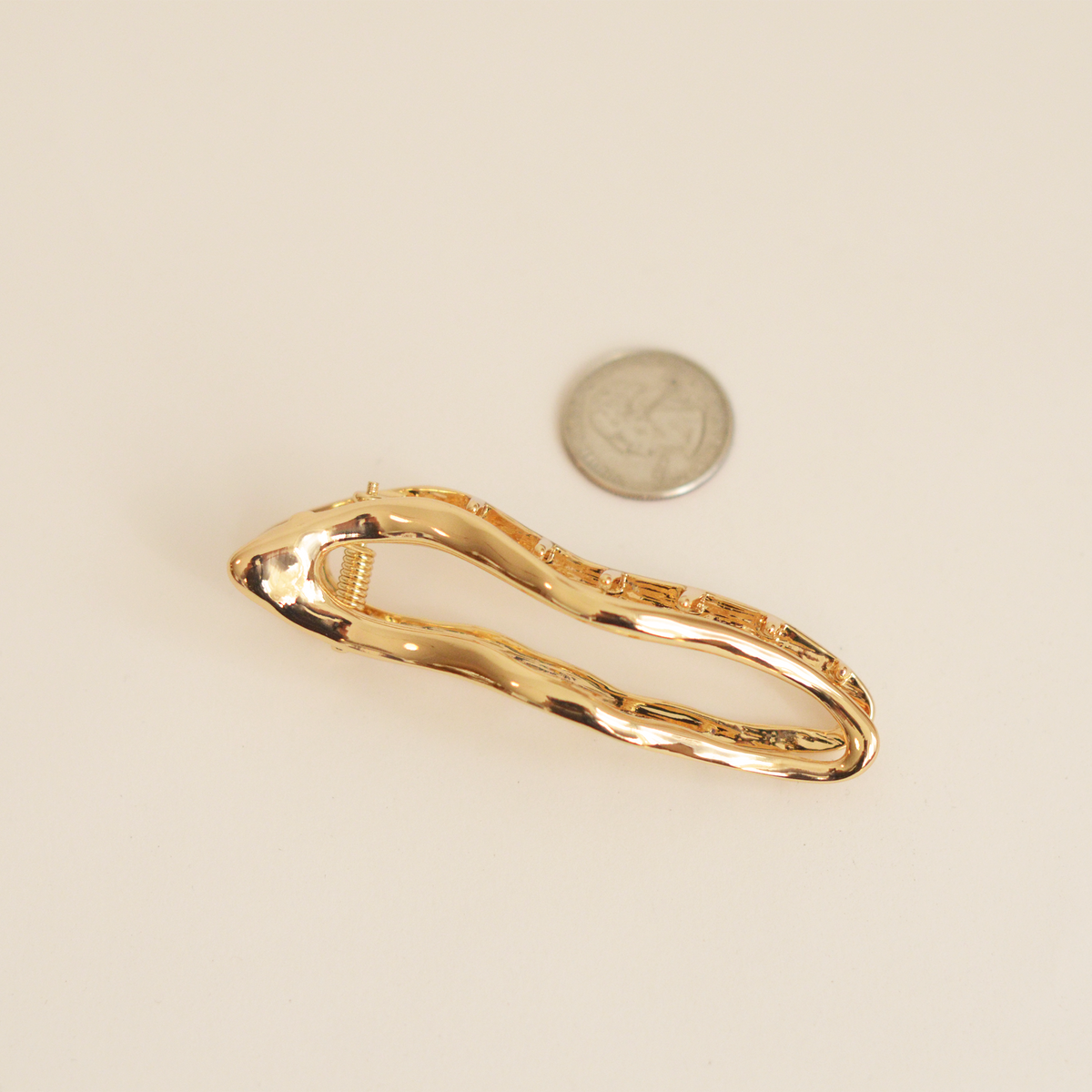 Organic Wave Metal Hair Barrette Clip | Gold