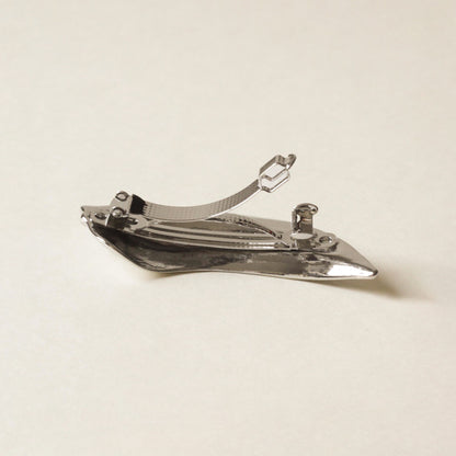 leaf shaped silver barrette hair clip