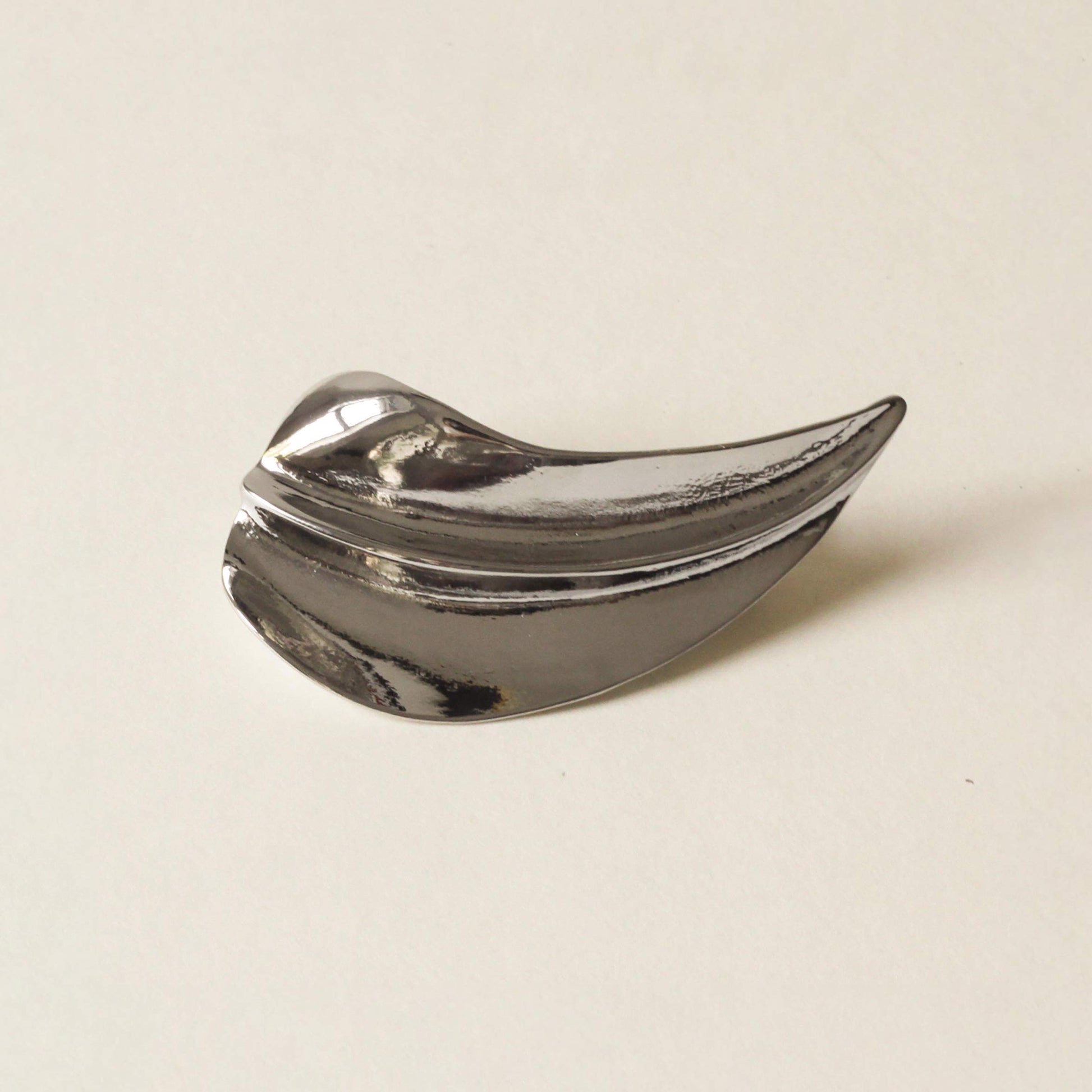 polished silver leaf barrette hair clip