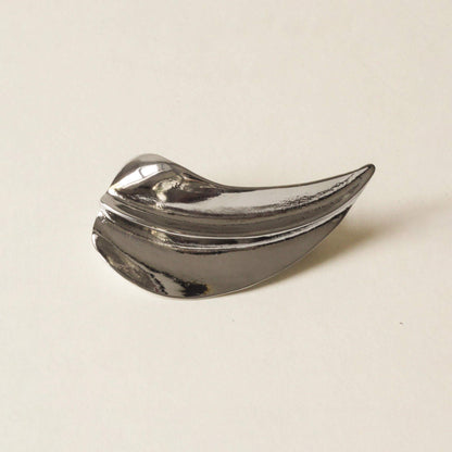 polished silver leaf barrette hair clip