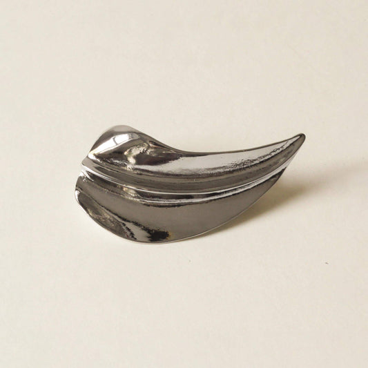 polished silver leaf barrette hair clip